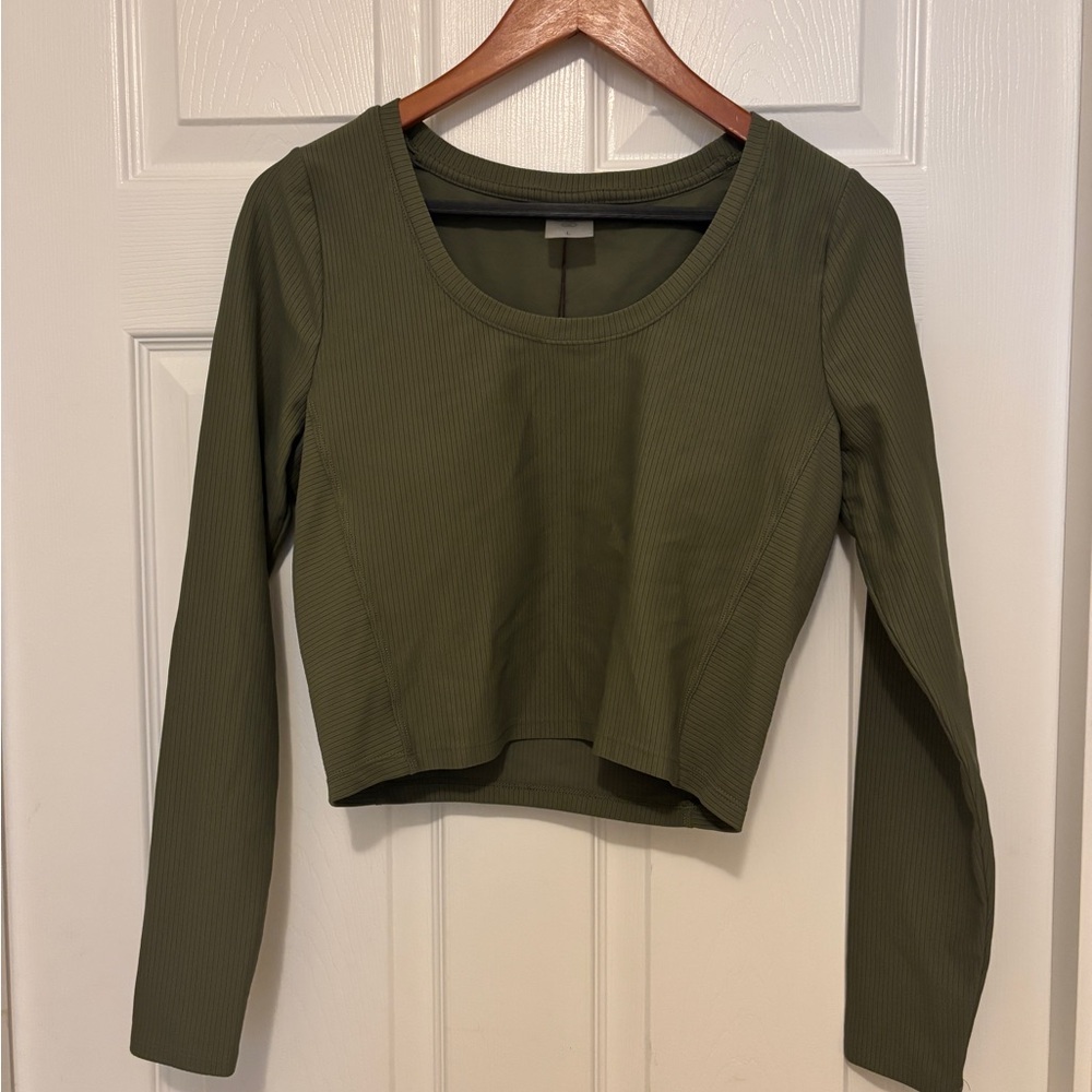 Olive Long Sleeve Ribbed Top
